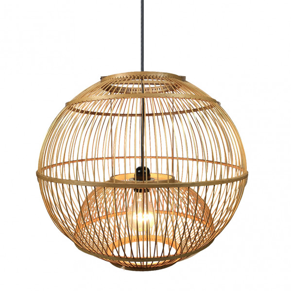 FABRILAMP Colgante Redondo bambú Croton 1xE27 45D