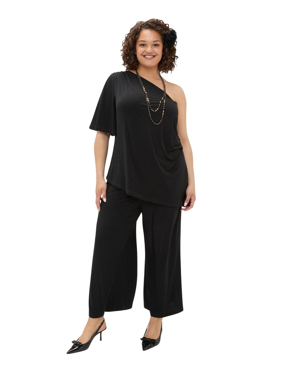 Fiorella Rubino - Camiseta asimétrica de jersey con destellos luminosos