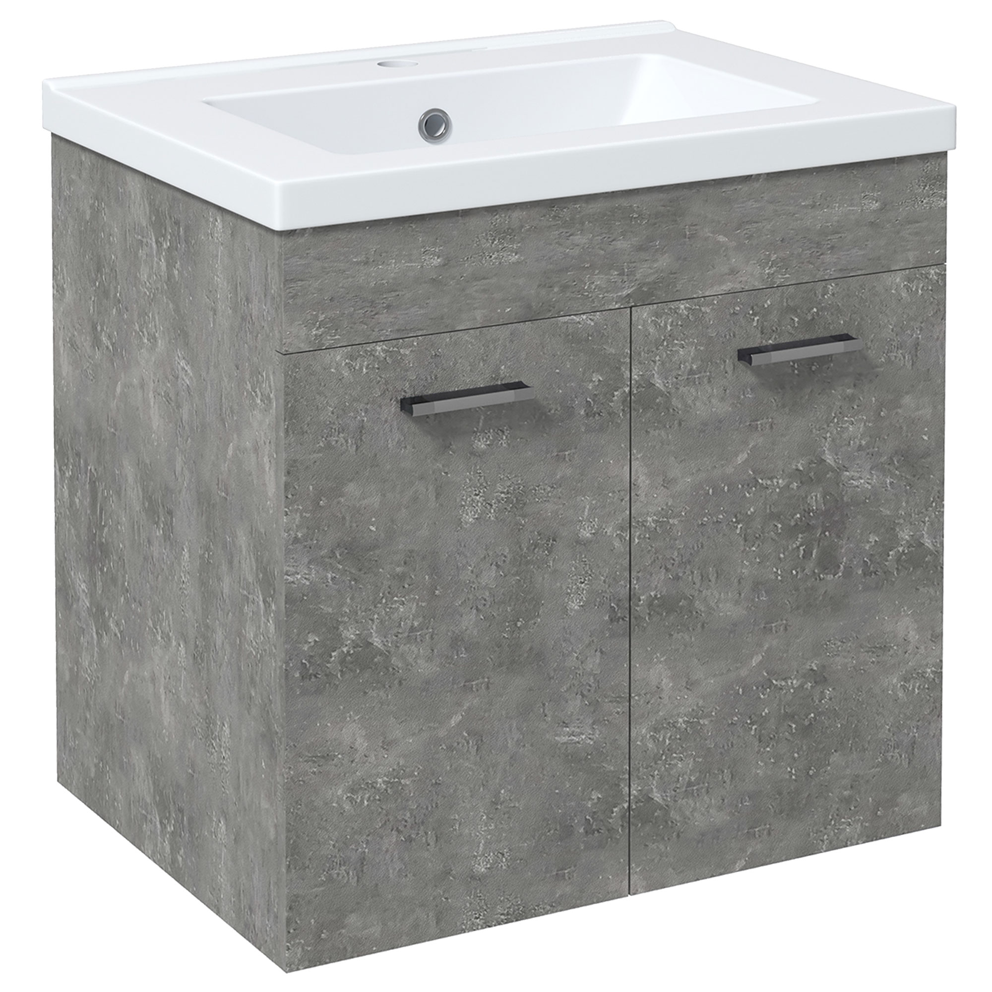 kleankin Mueble de Baño con Lavabo Cerámico Armario Bajo de Lavabo de Pared con 2 Puertas y Estante Ajustable Acabado Melamina 60x45,5x60 cm