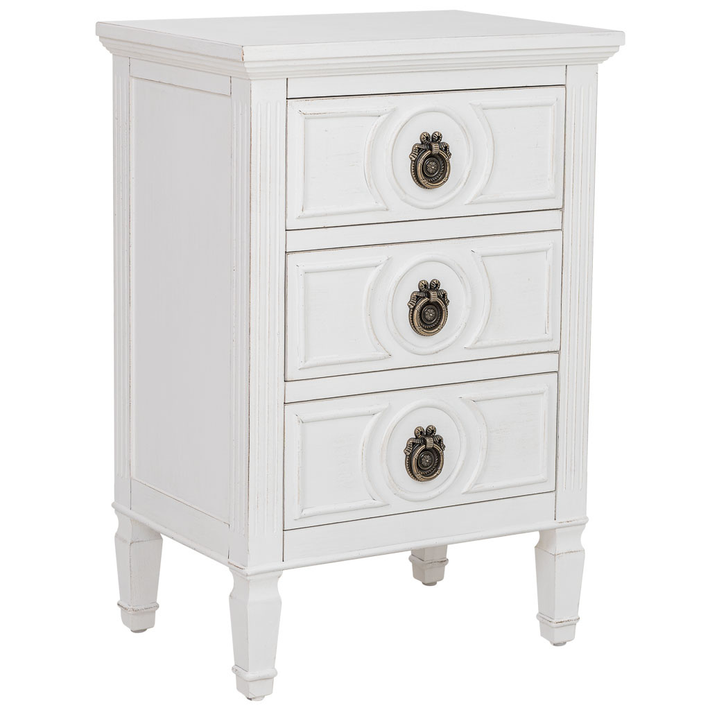 Wonderlust Deco - Mesita de noche de madera blanca 46x32.5x67h cm Blanco 46x32.5x67h cm