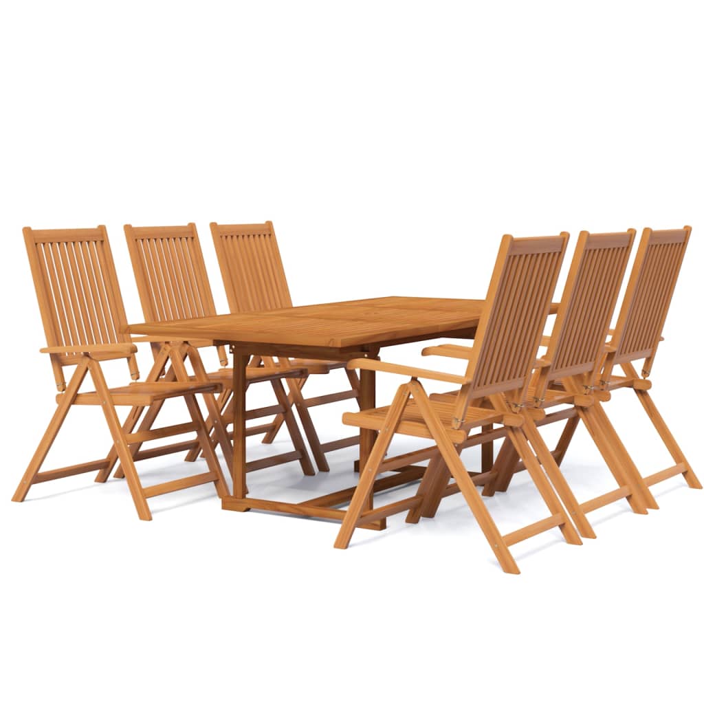 vidaXL Juego de comedor de jardín 7 piezas madera maciza de acacia 150-200 cm