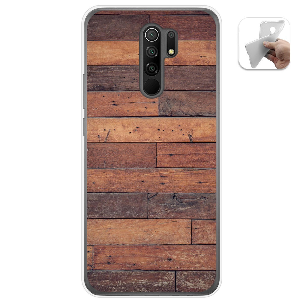 Tumundosmartphone Funda Gel Tpu para Xiaomi Redmi 9 diseño Madera 03 Dibujos