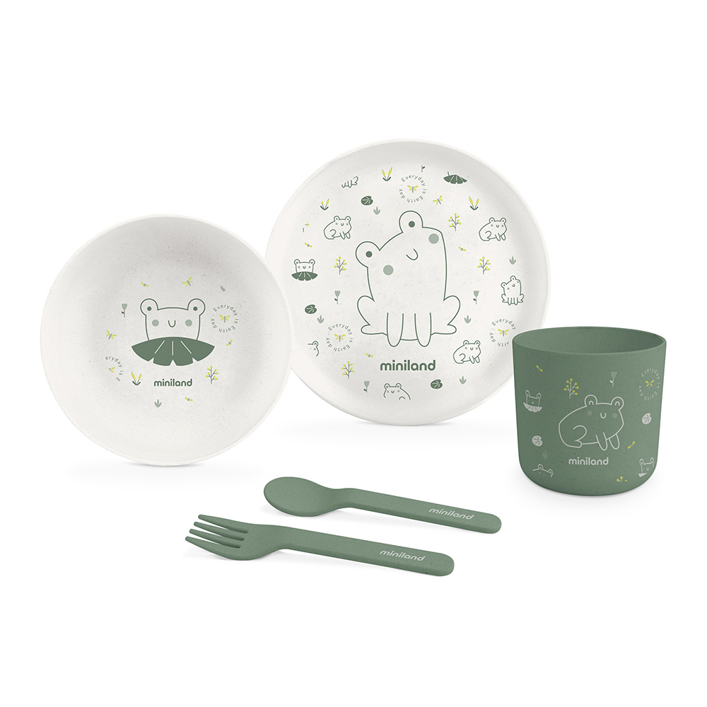Vajilla infantil de material bio naturmeal frog