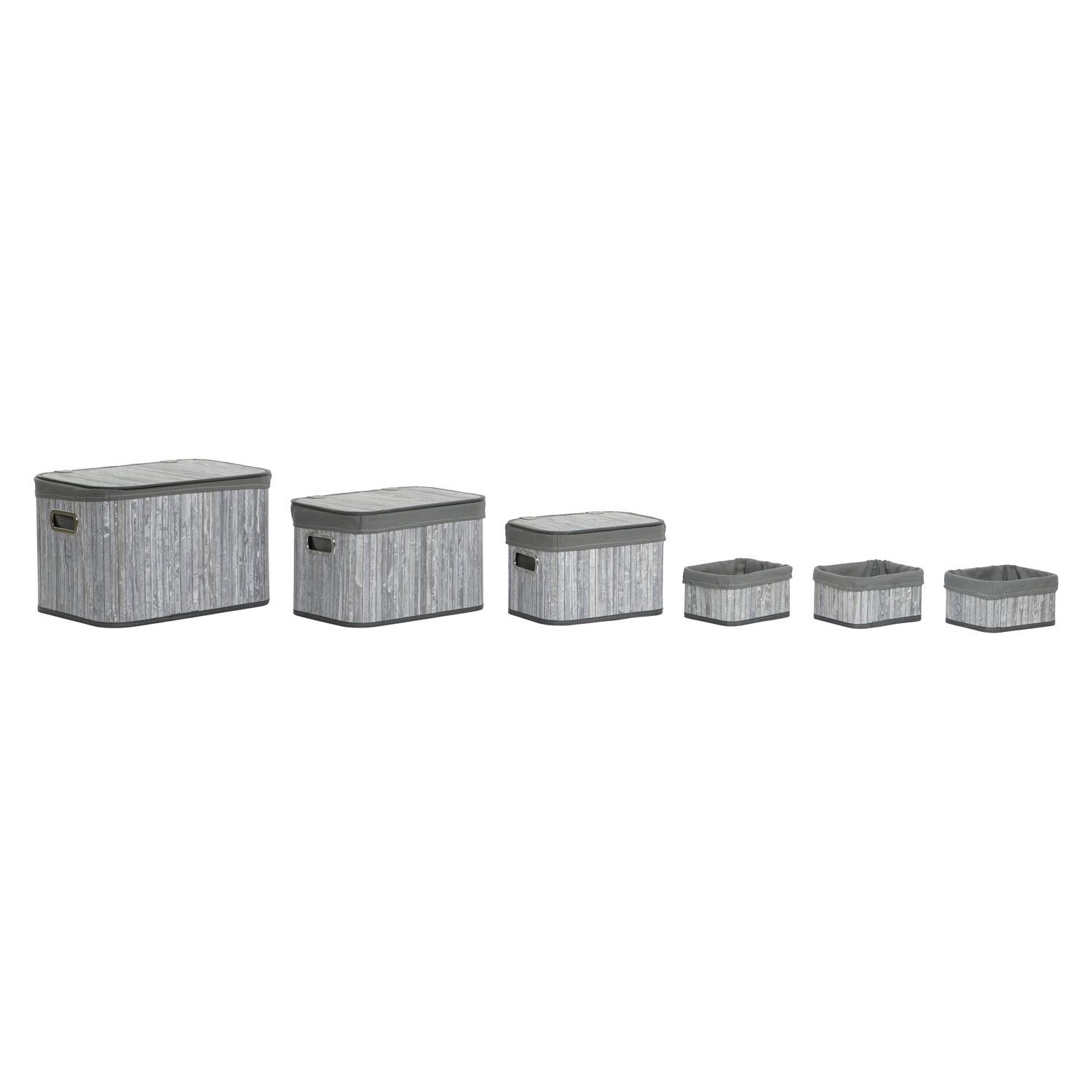 CESTA SET 6 BAMBU POLIESTER 51X35X33 GRIS DC207645 - EL MEJOR COMPLEMENTO PARA TU HOGAR FIJALO