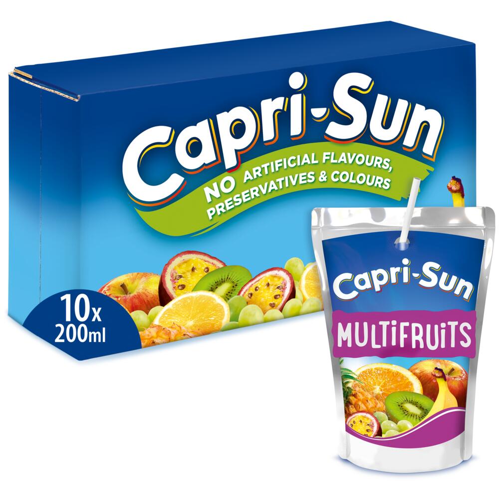 Zumos Capri Sun - 10 Unidades - Zumos Capri-Sun Naranja - Tropical - Cereza - MultiVitaminas - MultiFrutas - Jungle - Safari - Zumos Capri Sun 7 Sabores - 200 ml