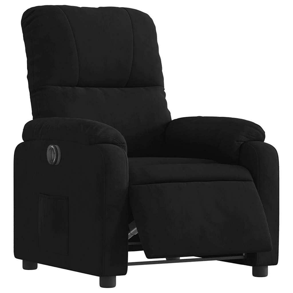 vidaXL Sillón reclinable eléctrico tela de microfibra negro