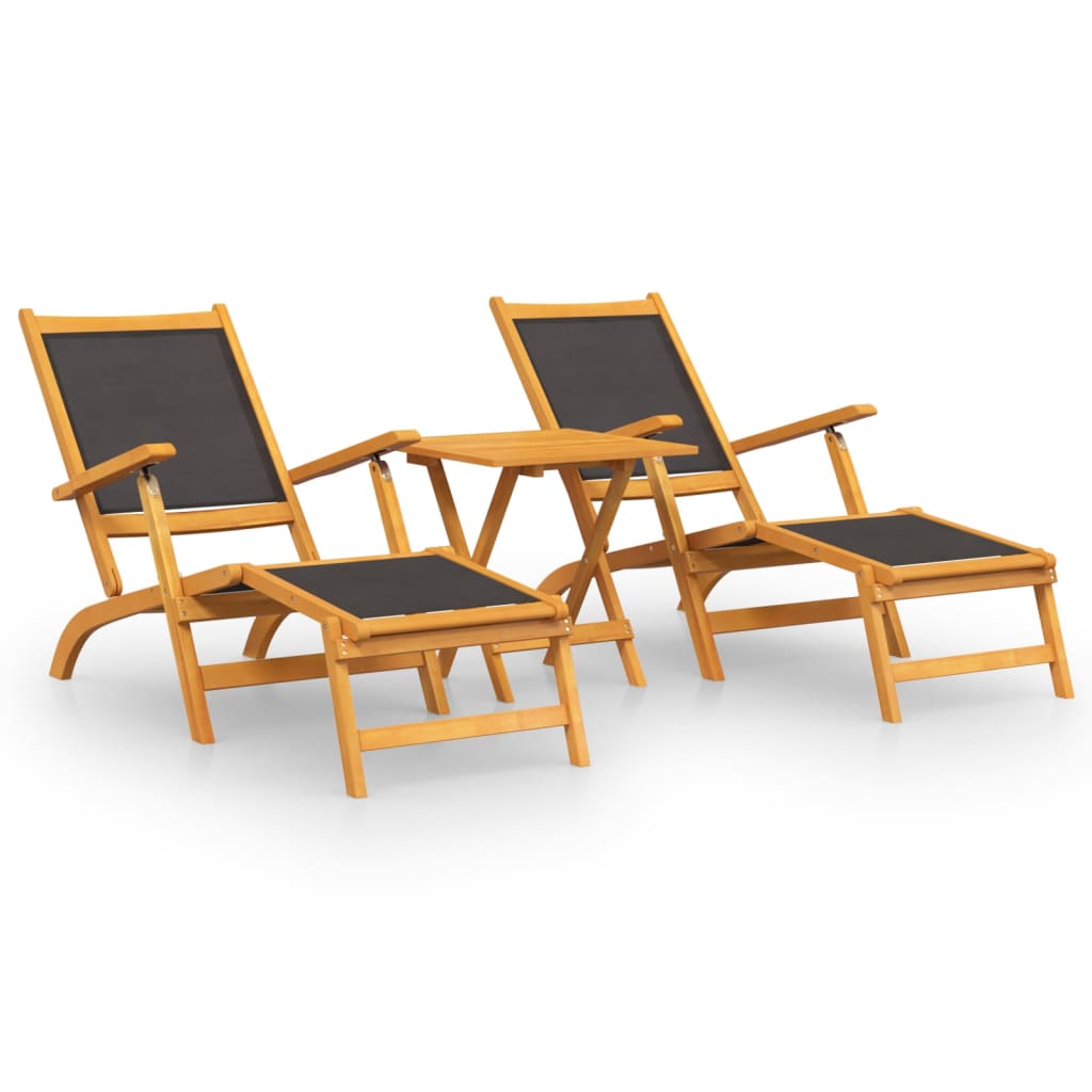 Vidaxl Sillas de Jardín con Reposapiés y Mesa Madera Acacia | Ideal para Jardín, Playa, Piscina, Terraza