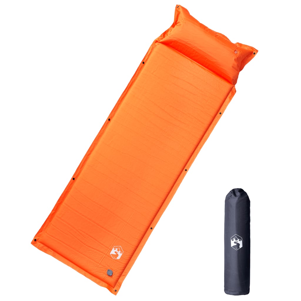vidaXL Colchón de Camping Autoinflable con Almohada 1 Persona Aire Color Azul marino,  orange,  Tuquesa y mas