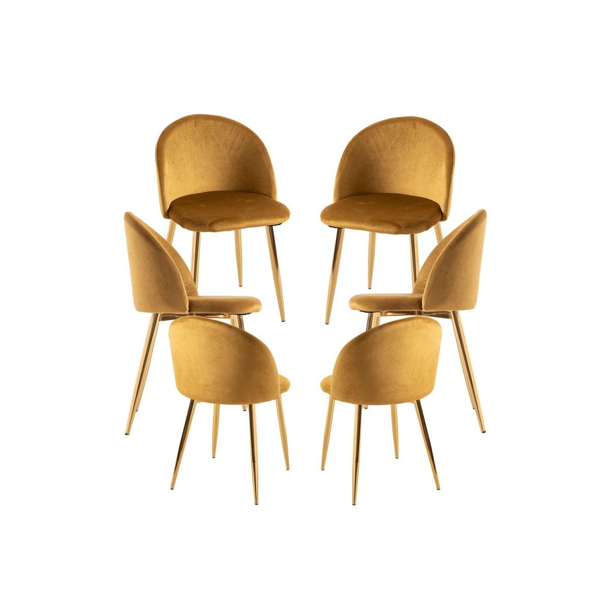 Regalos Miguel - Packs Sillas Comedor - Pack 6 Sillas Vint Terciopelo Golden - Amarillo