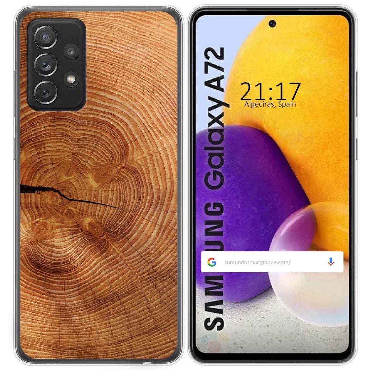 Tumundosmartphone Funda Gel Tpu para Samsung Galaxy A72 diseño Madera 04 Dibujos