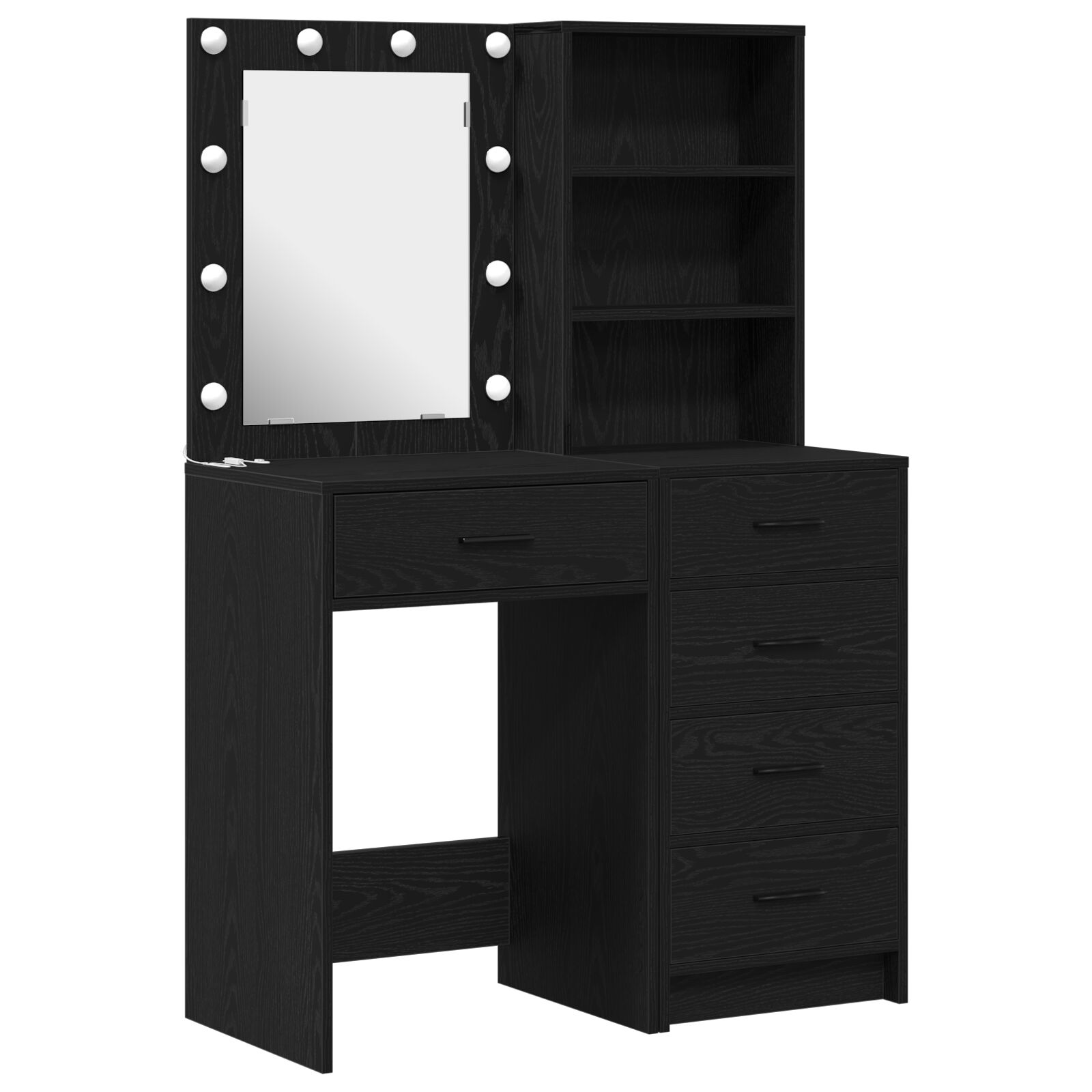 Set de tocador de 2 piezas con LED en madera negra
