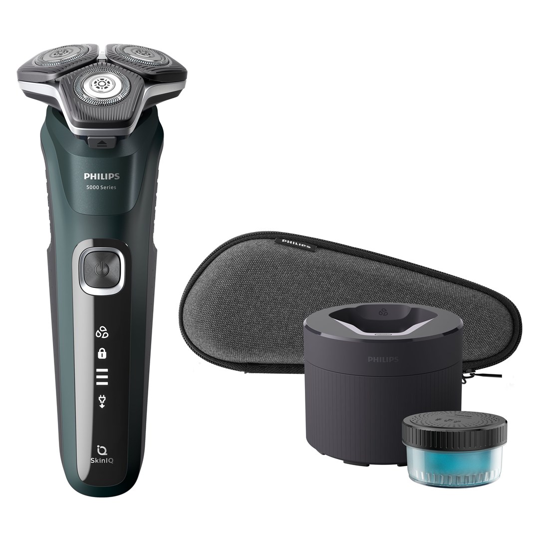 Philips SHAVER Series 5000 S5884/50 afeitadora Máquina de afeitar de rotación Recortadora Negro, Verde