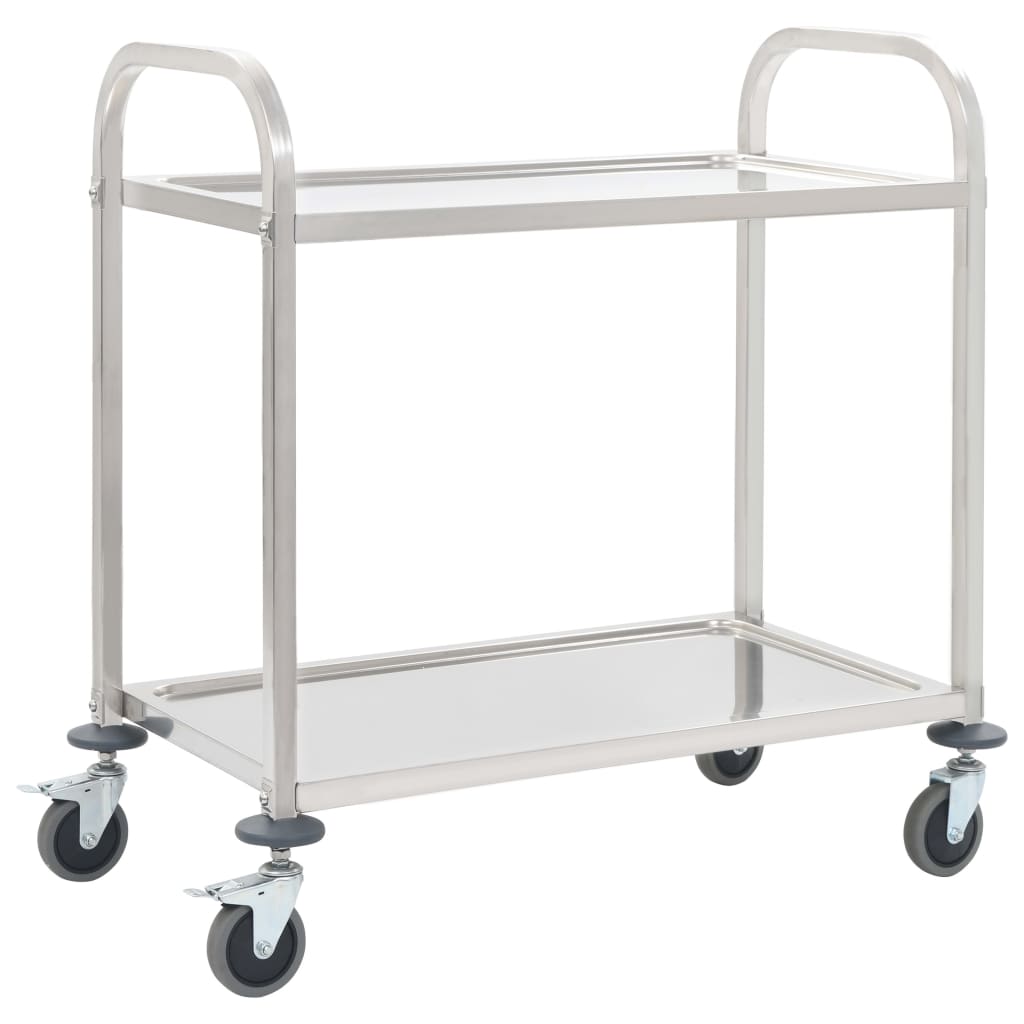 vidaXL Carrito de cocina de acero inoxidable en dimensiones 95 x 45 x 83.5 cm (2 niveles)/96.5 x 55 x 90 cm (3 niveles)/107 x 55 x 125 cm (4 niveles) y más
