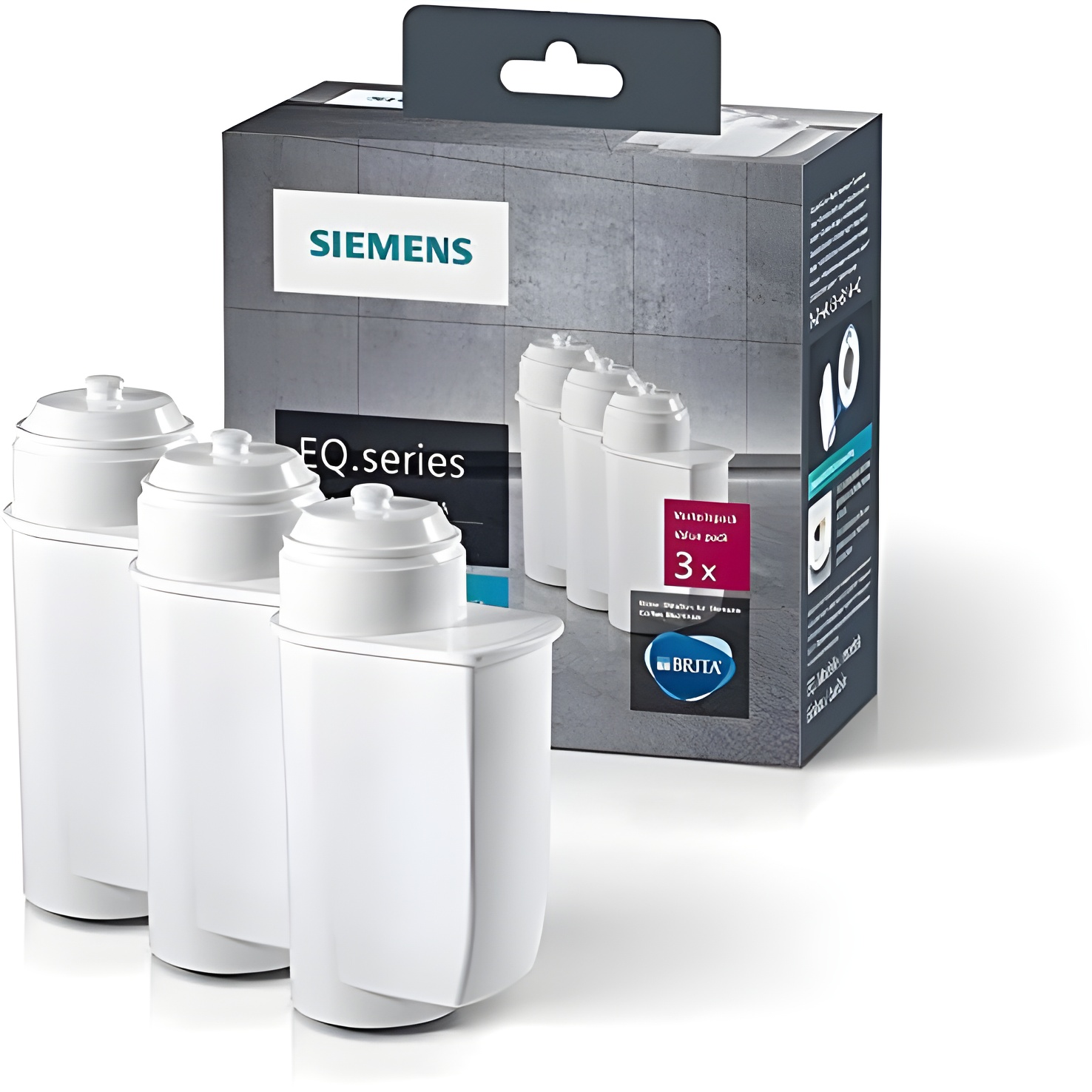 Siemens BRITA Intenza TZ70033 - Filtros de agua para cafeteras automáticas EQ (3 unidades), color blanco