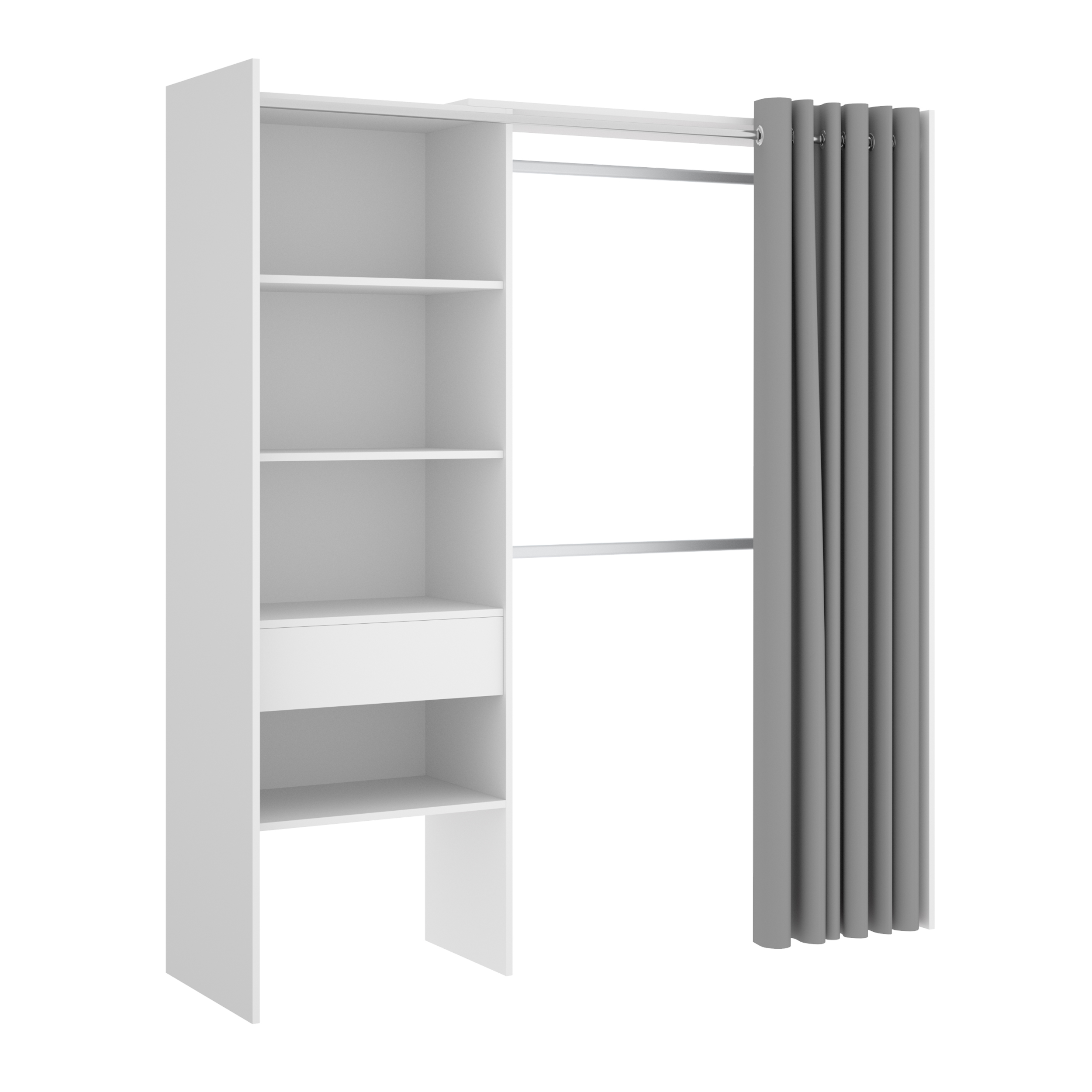 Dekit Kit Vestidor Adaptable Blanco con Cajón y Cortina - 205x160x50