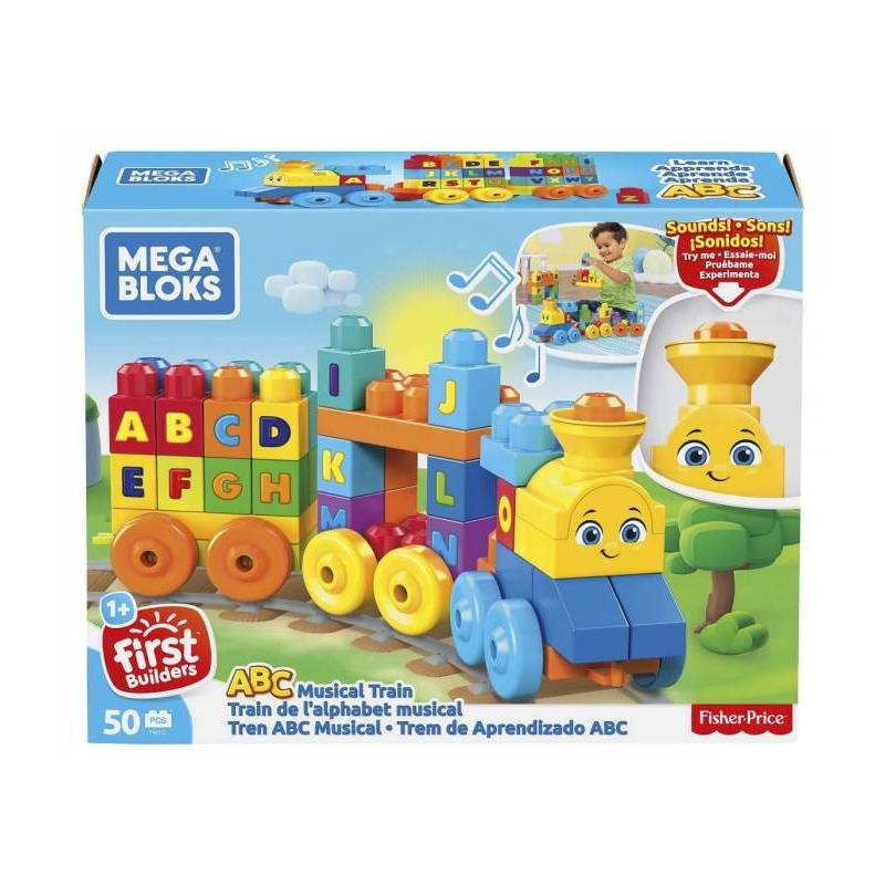 Mega Bloks Tren musical ABC, juguete de construcción para bebé +1 año de Mattel