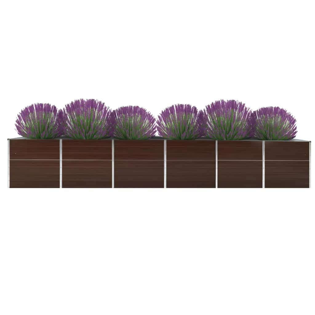vidaXL Jardinera elevada de acero galvanizado marrón dimensiones 160 x 80 x 77 cm,  240 x 80 x 77 cm,  160 x 40 x 45 cm y mas