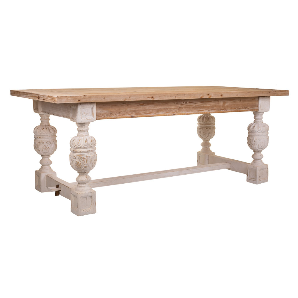 Wonderlust Deco - Mesa de madera tallada blanca con patas de escayola 200x90x78 Multicolor 200x90x78h cm