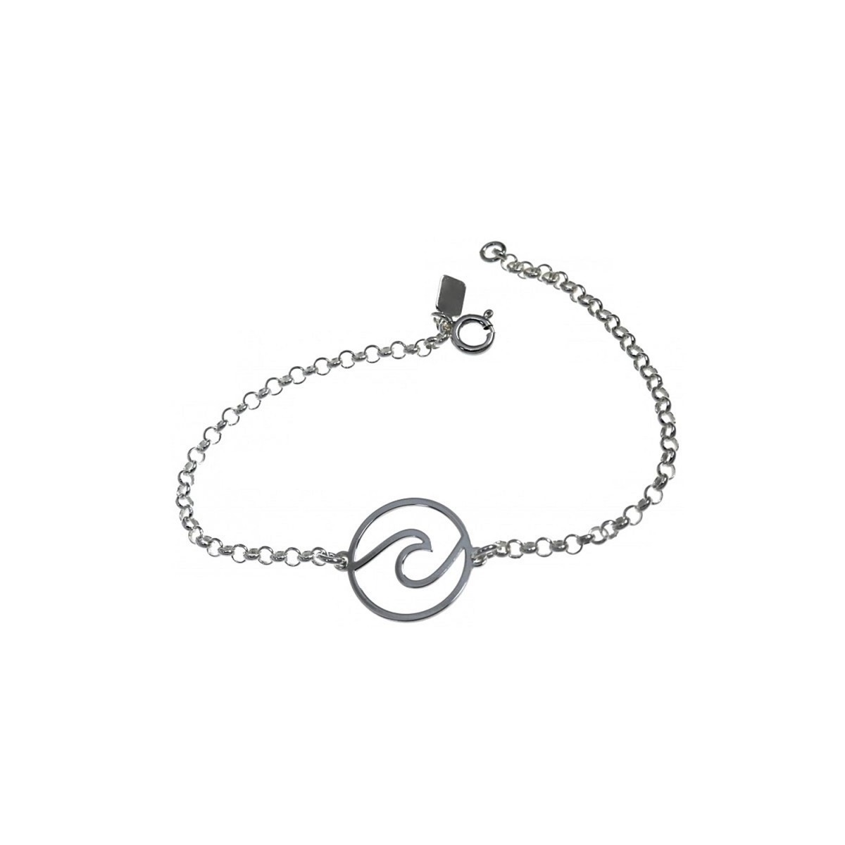 Pulsera plata Ley 925m motivo ola 18cm. calada cadena rolo