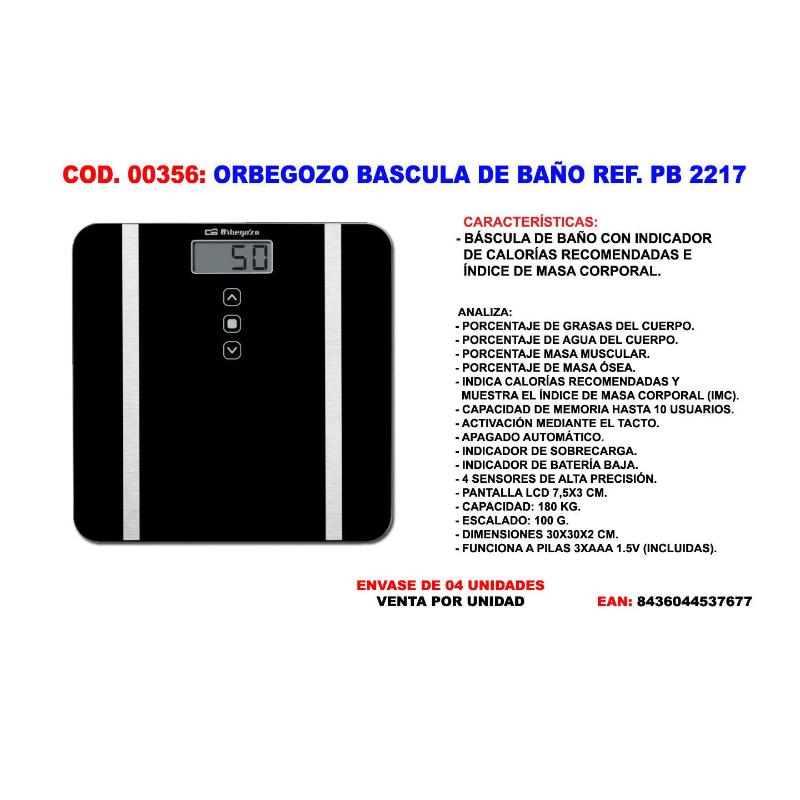 Orbegozo bascula de baño ref. pb 2217