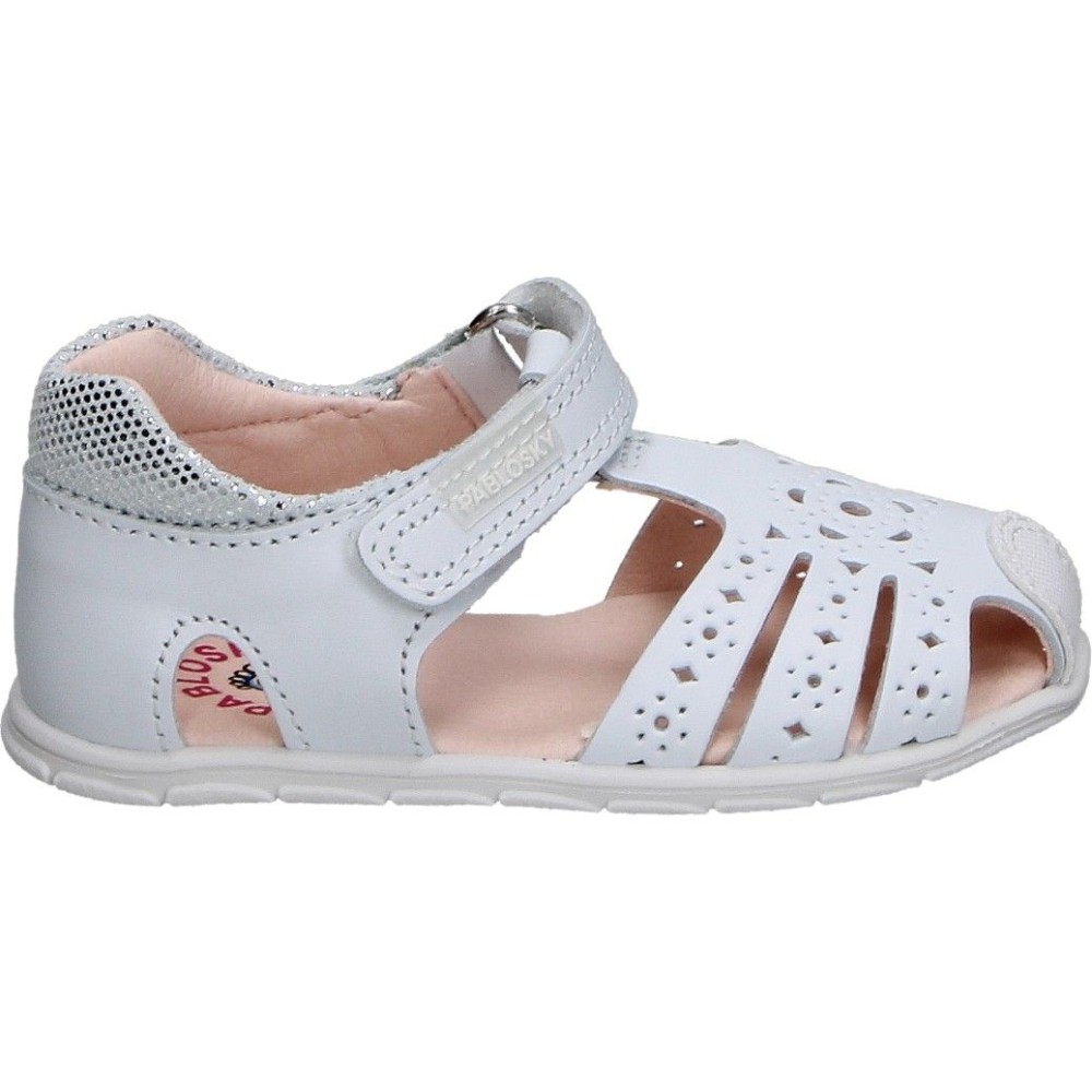 PABLOSKY | Sandalias Barefoot Pablosky Zig para Niña – Sandalia Respetuosa en Color Blanco – Cangrejera con Cierre de Velcro – Flexibles – Respetuosos con el Pie – Hechas en España – Transpirables – Modelo 067000