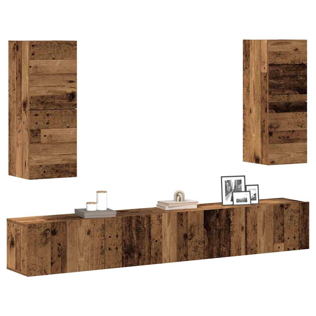 vidaXL Conjunto de mueble de TV 4 piezas montado la pared madera vieja