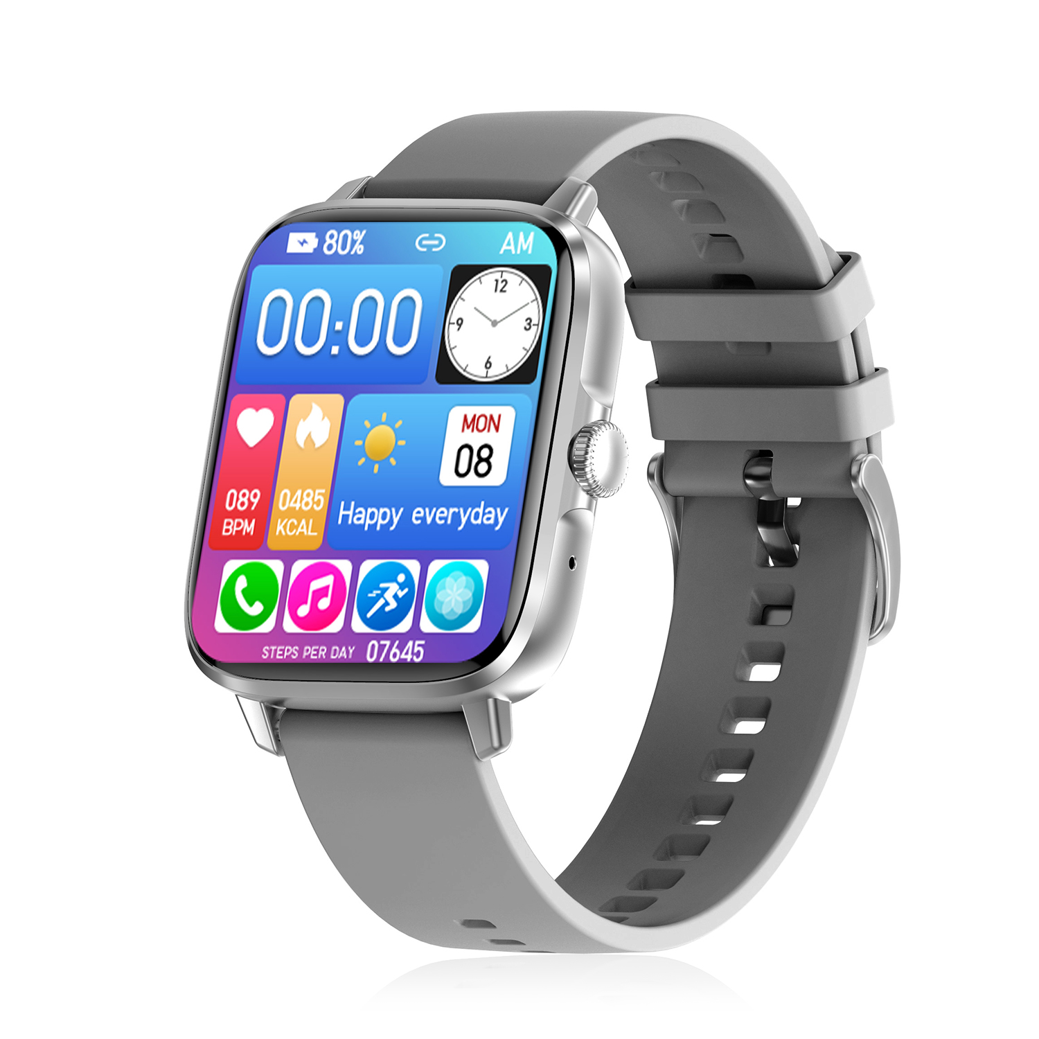 DAM. Smartwatch DT102, pantalla de alta resolución. Medición cardiaco, ECG, modo multideporte. Notificaciones de APPs. 4,4x1,4x3,8cm