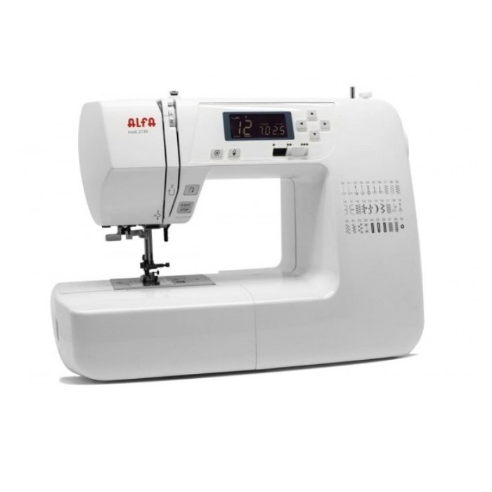 Máquina de Coser Electrónica Alfa 2130 - 30 Puntadas, Ojales Automáticos, Doble Altura de Prensatelas