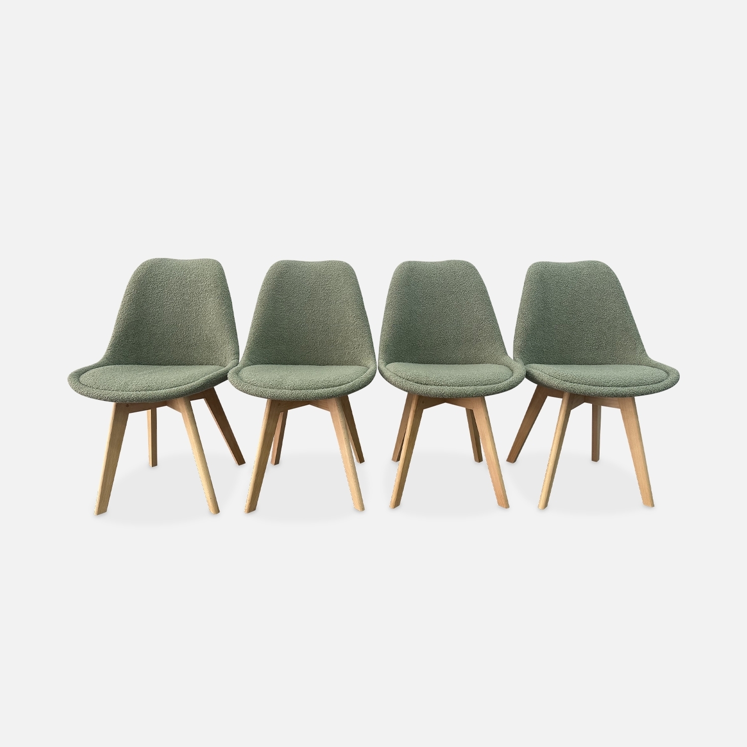 sweeek - Silla escandinava de madera de haya  y borreguito, set de 4 , Nils borreguito , 47x55x81