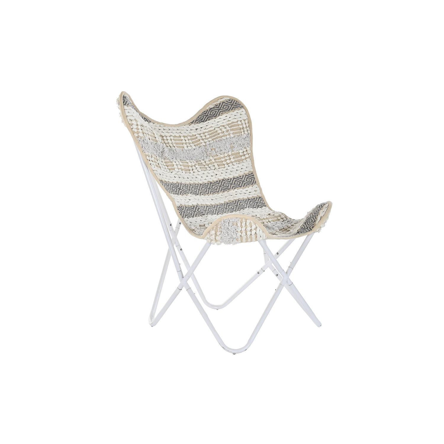 SILLON ALGODON HIERRO 74X65X90 MARIPOSA BLANCO FIJALO LD193920