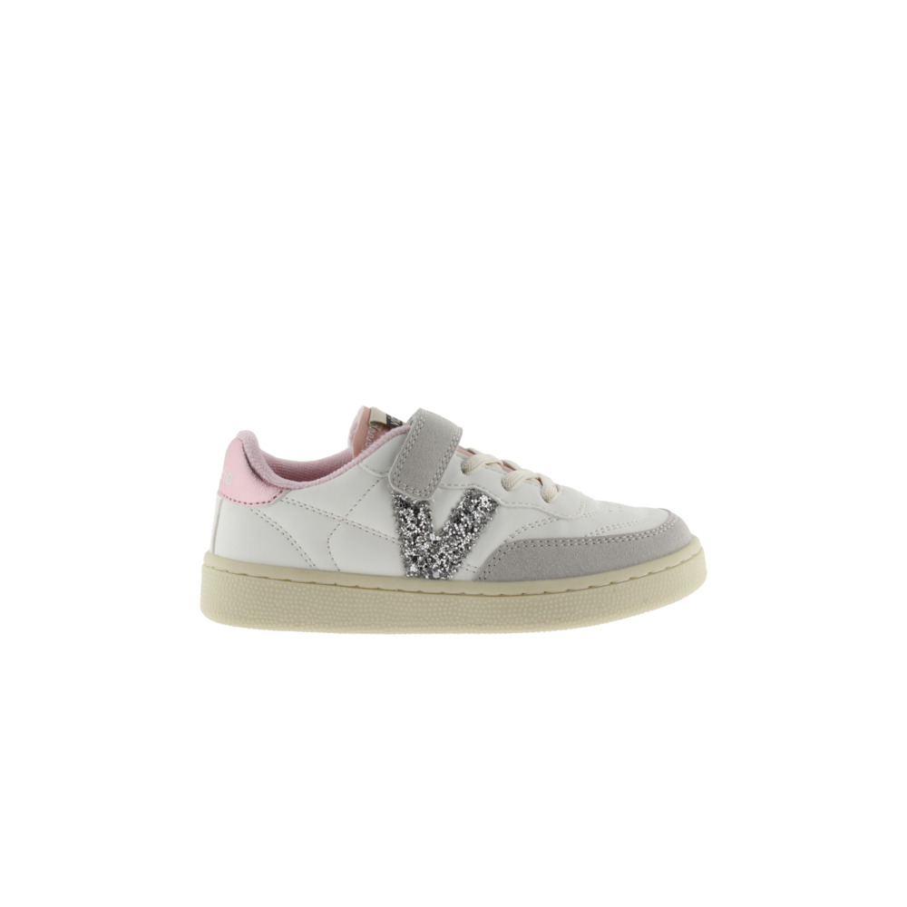 Victoria Oslo Zapatillas de efecto piel con logotipo de glitter y pieza trasera metalizada 1256107