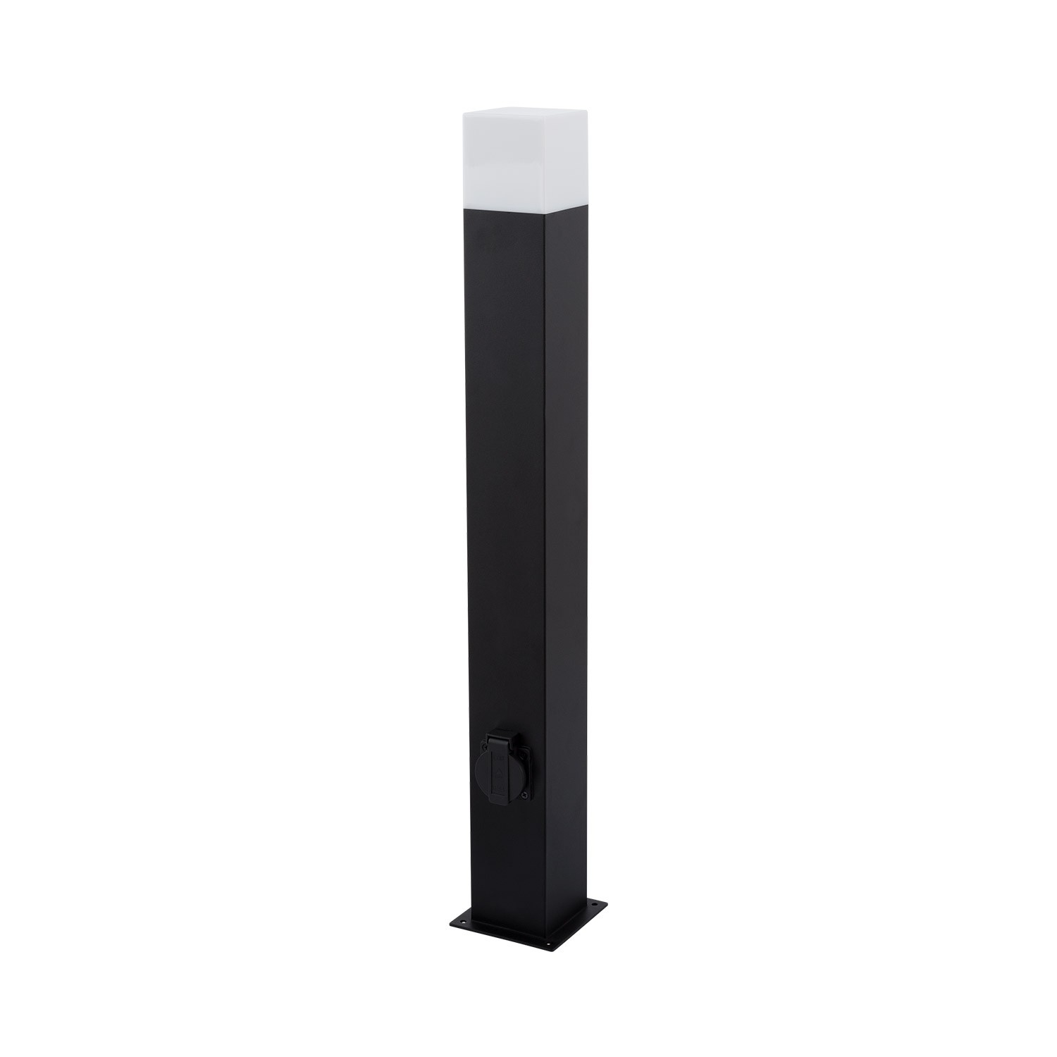 Ledkia Baliza Exterior Superficie Pie 74cm con Enchufe Tipo F Schuko Augusta Negra Negro