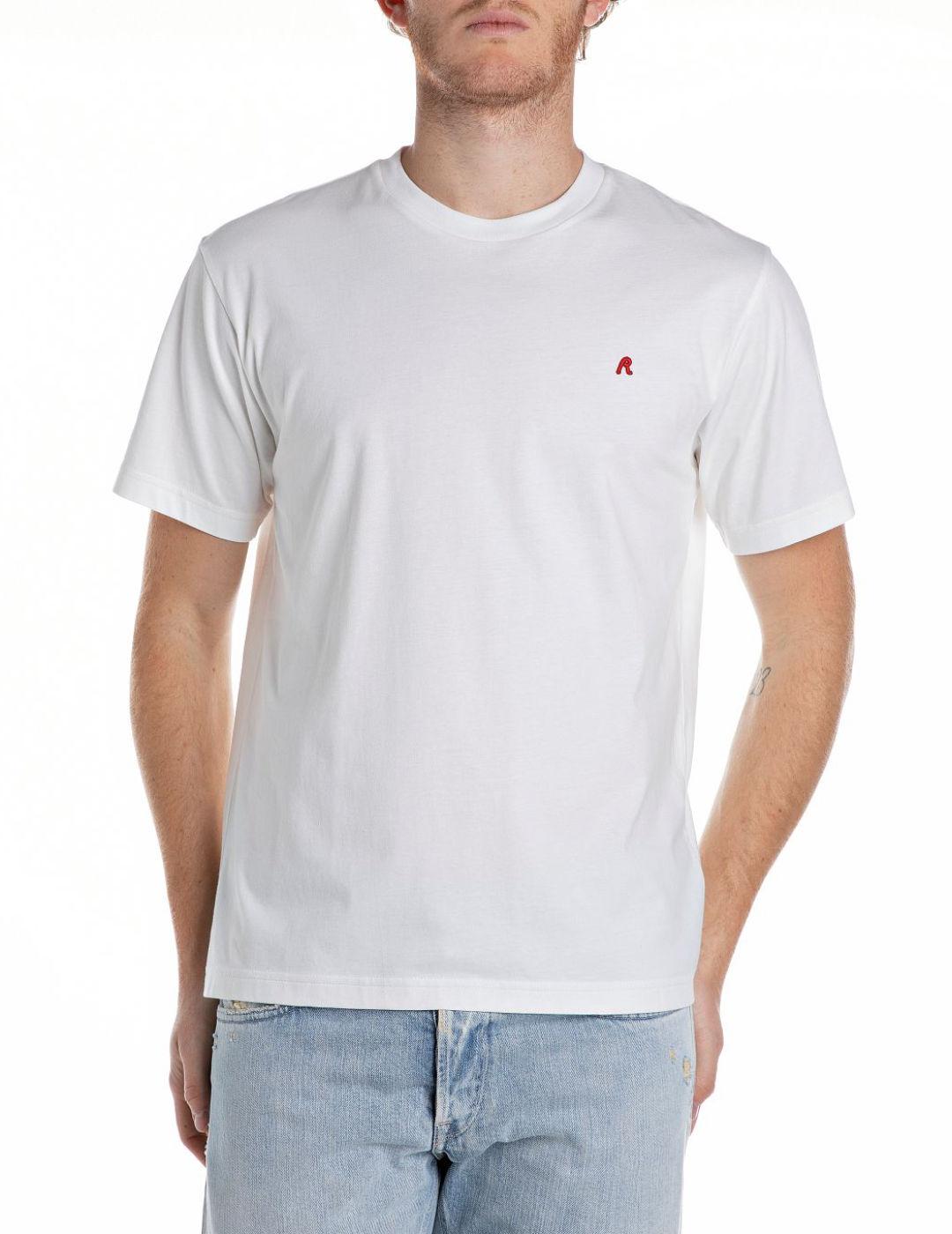 Camiseta Replay manga corta blanca logo bordado de hombre