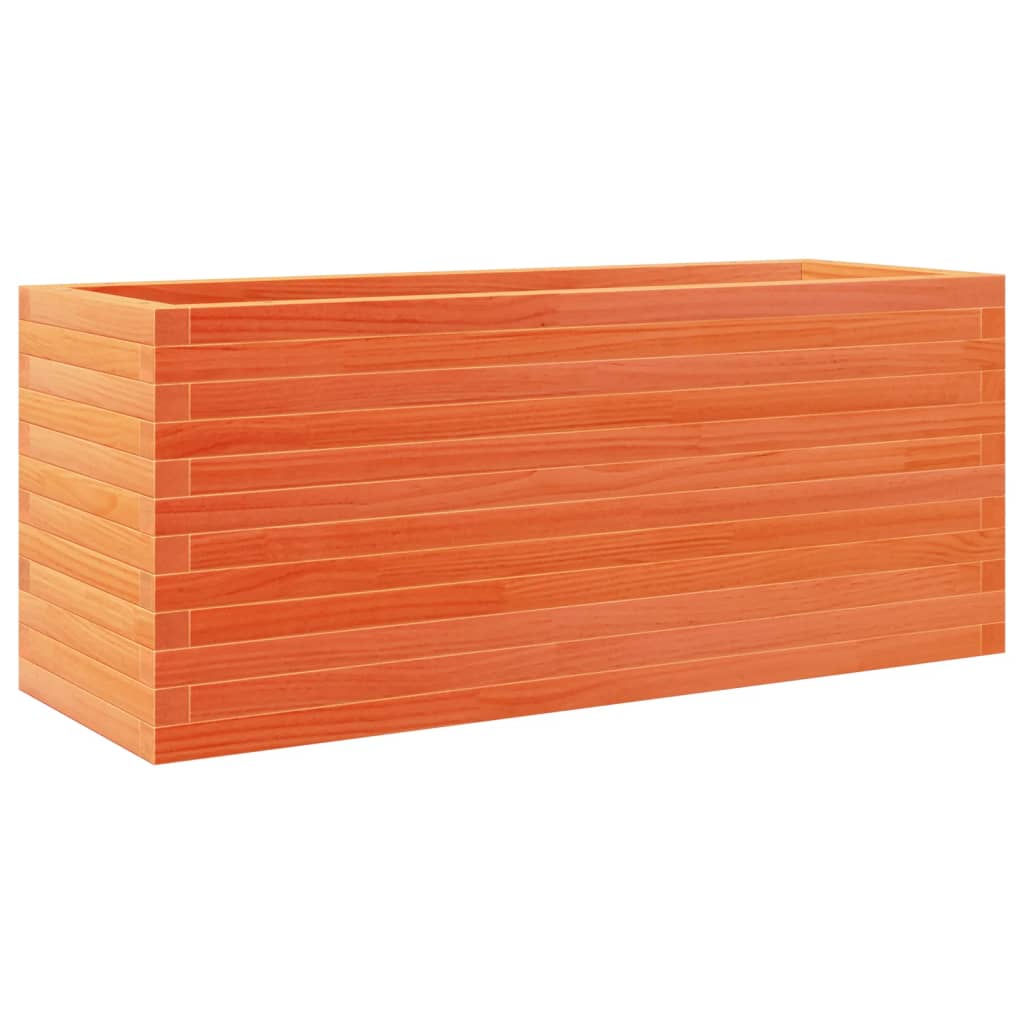 vidaXL Jardinera de madera maciza de pino 110x40x46 cm Color Pino natural,  Blanco,  Marrón cera y mas