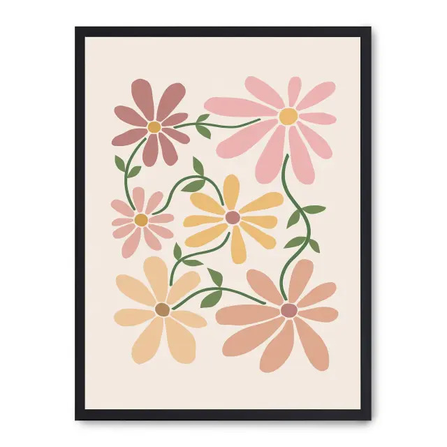 Cuadro flower market iii 30x40cm, Póster impreso en papel de primera calidad de 180gr, montado sobre marco de madera MDF acabado en negro., Arte - Pinturas