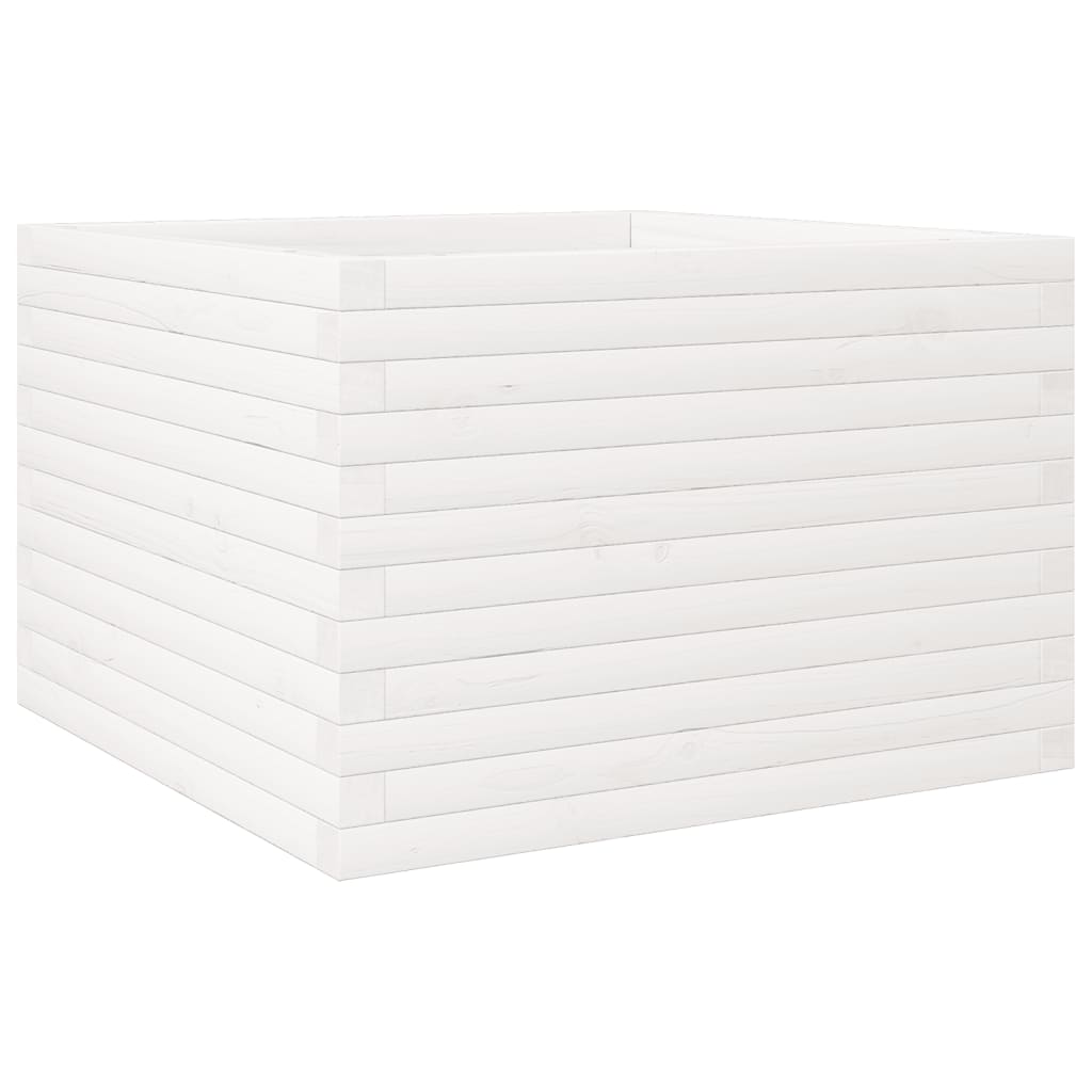 vidaXL Jardinera de madera maciza de pino 70x70x46 cm Color Pino natural,  Blanco,  Marrón cera y mas