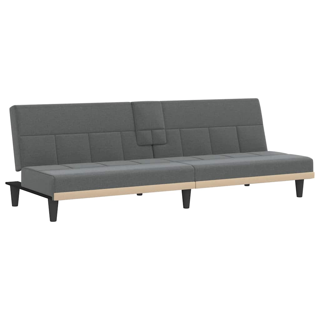 vidaXL Sofá cama con portavasos tela gris oscuro