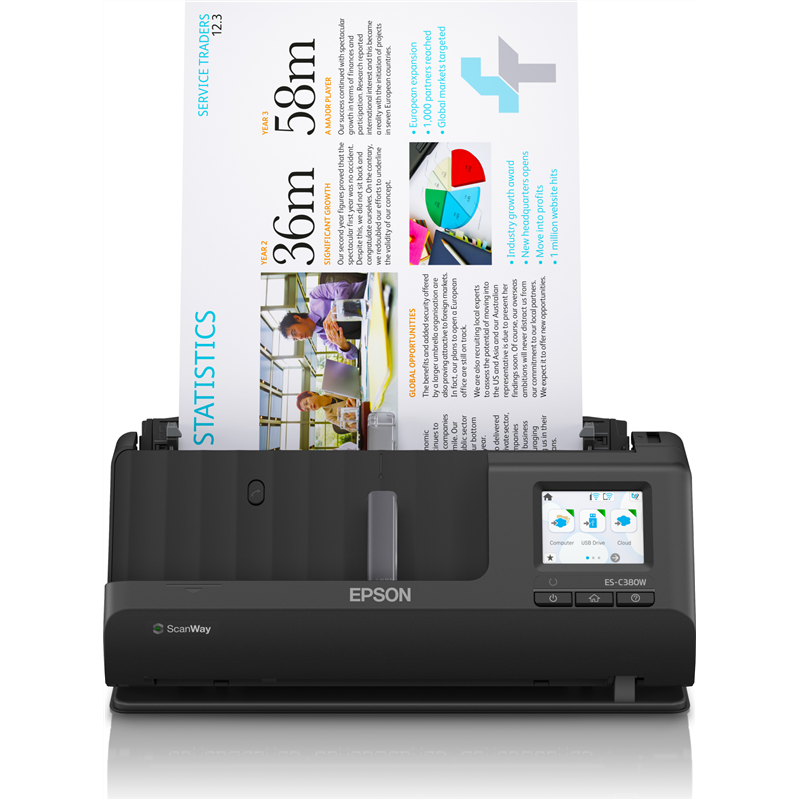 Epson ES-C380W Escaner Compacto WiFi A4 600dp Negro