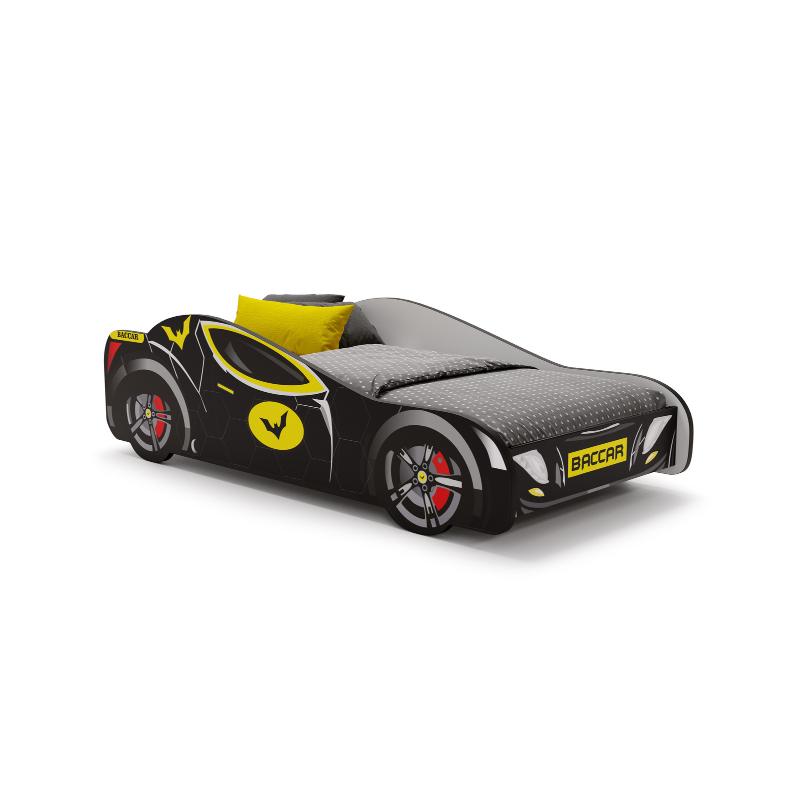 Cama de criança 140 x 70 cm com colchão e estrado incluídos Kobi Bat Car Black