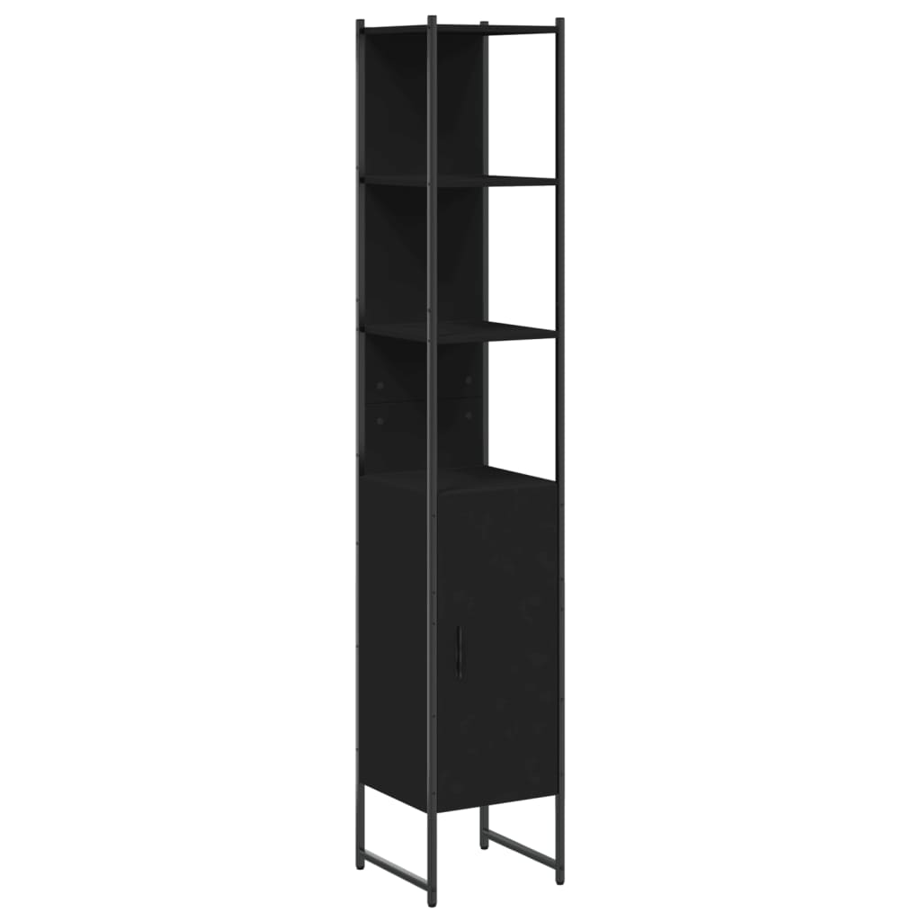 vidaXL Armario de baño madera de ingeniería negro 33x33x185,5 cm