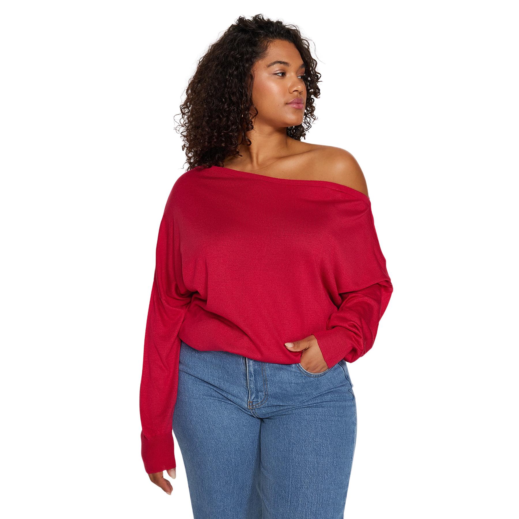 Trendyol Jersey De Grande De - Suéter Viscosa Acrílico Borgoña Mujer 5XL