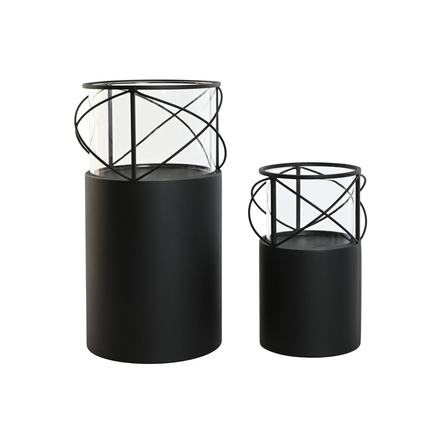 PORTAVELA SET 2 METAL CRISTAL 24,5X24,5X46 17X31 PV209806