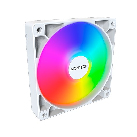 MONTECH GF120 ARGB PWM - Ventilador hidráulico de rodamiento 800-1600 RPM, bajo nivel de ruido 25.5 dBA, alto flujo de aire 66.3 CFM, 4 pines, 120 mm, color blanco