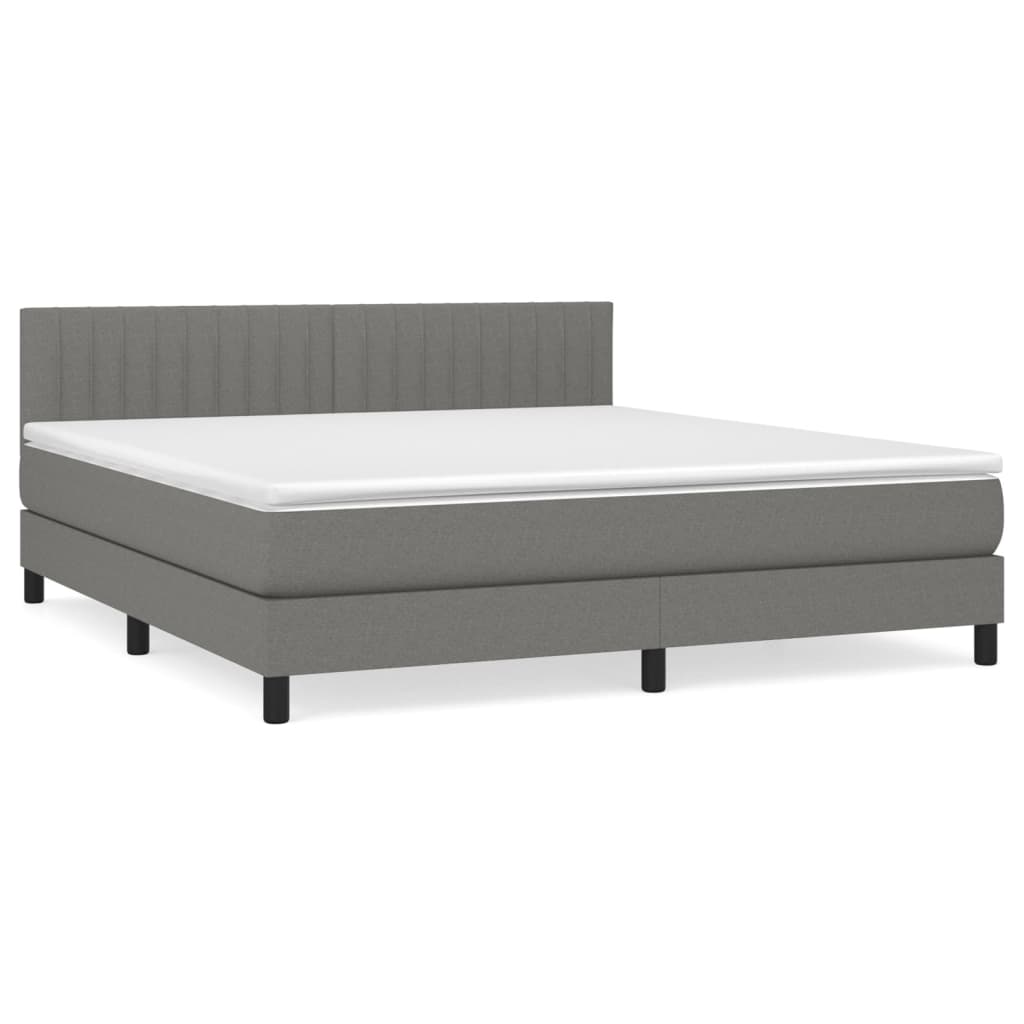 vidaXL Cama box spring con colchón tela gris oscuro 160x200 cm