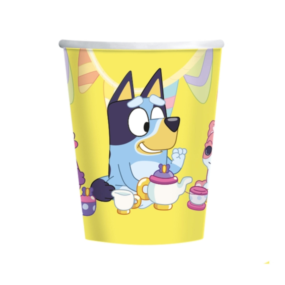 Liragram España - Vasos De Papel Bluey 266ml (Pack 8 Unds) - Producto Oficial
