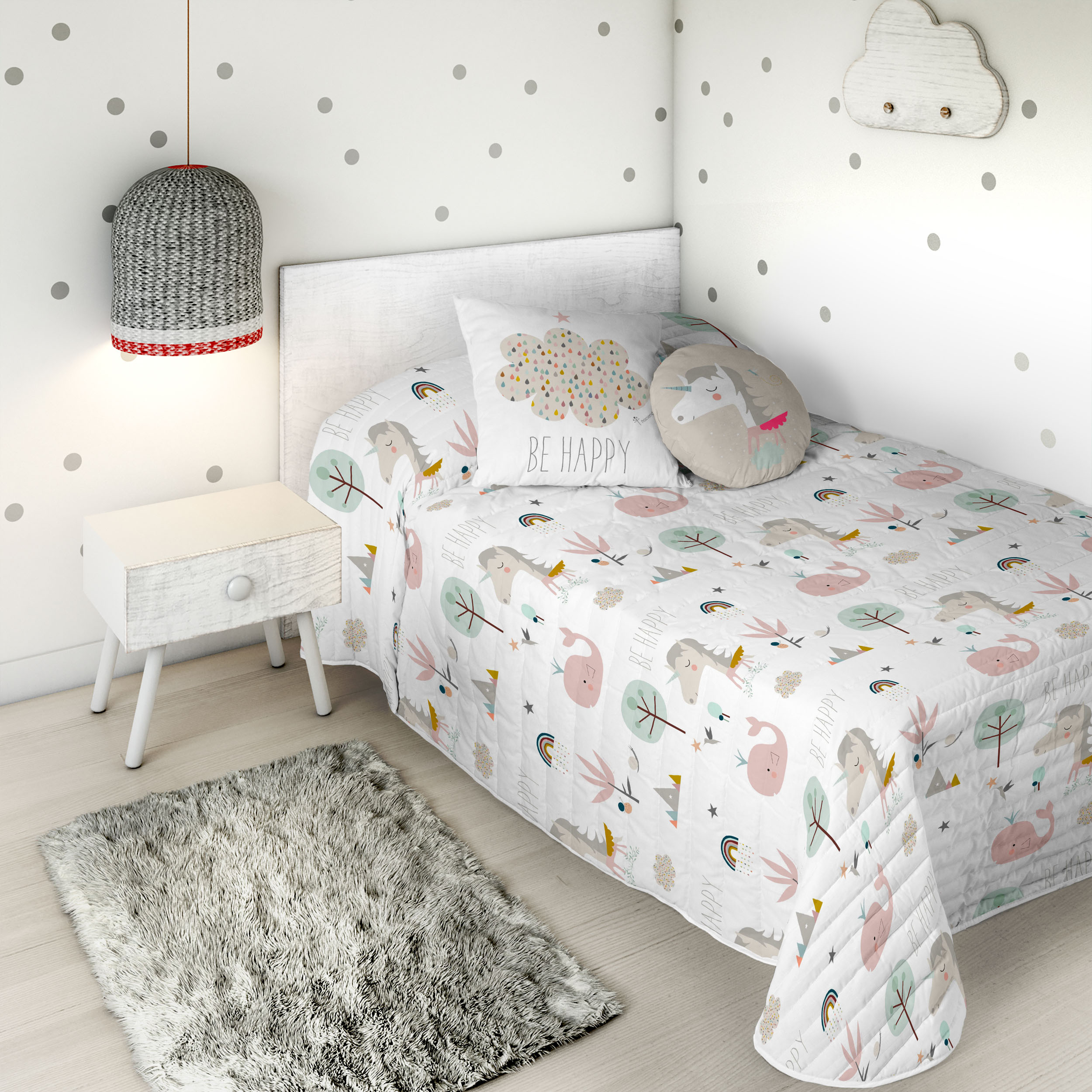 HACIENDO EL INDIO - Colcha Bouti Infantil Estampada 100% Algodón - Relleno 70 gramos -  Cubrecama Ligero Acolchado - Ideal para Primavera y Verano - Disponible para Cama 90/105 cm - Fabricada en España