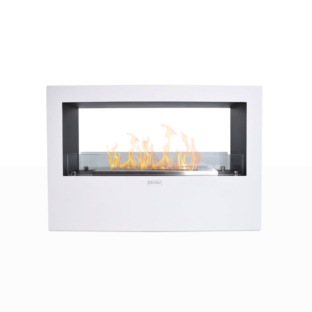 Chimenea de bioetanol de suelo para uso interior y exterior Giotto S Blanco 100x30x70