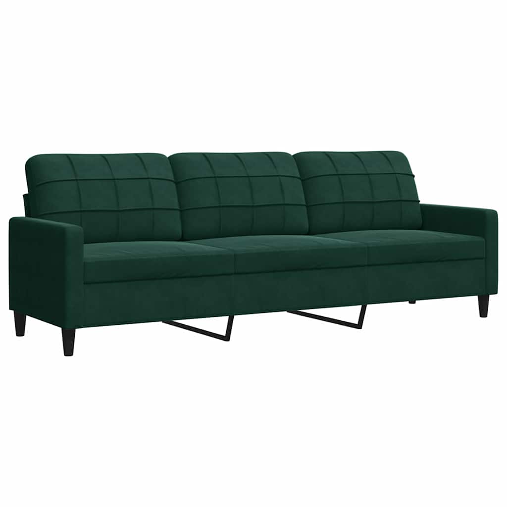 vidaXL Sofá de 3 plazas terciopelo verde oscuro 210 cm