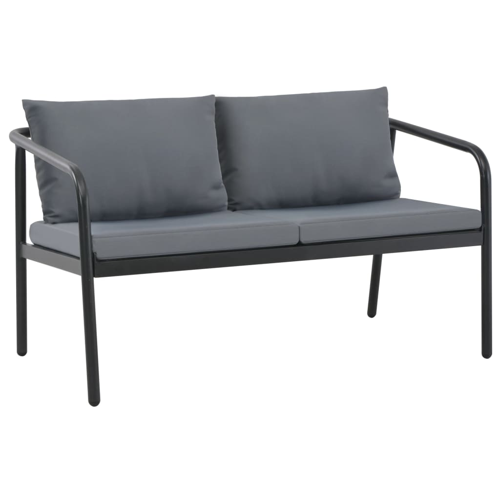 vidaXL Sofá de jardín de 2 plazas con cojines de aluminio gris