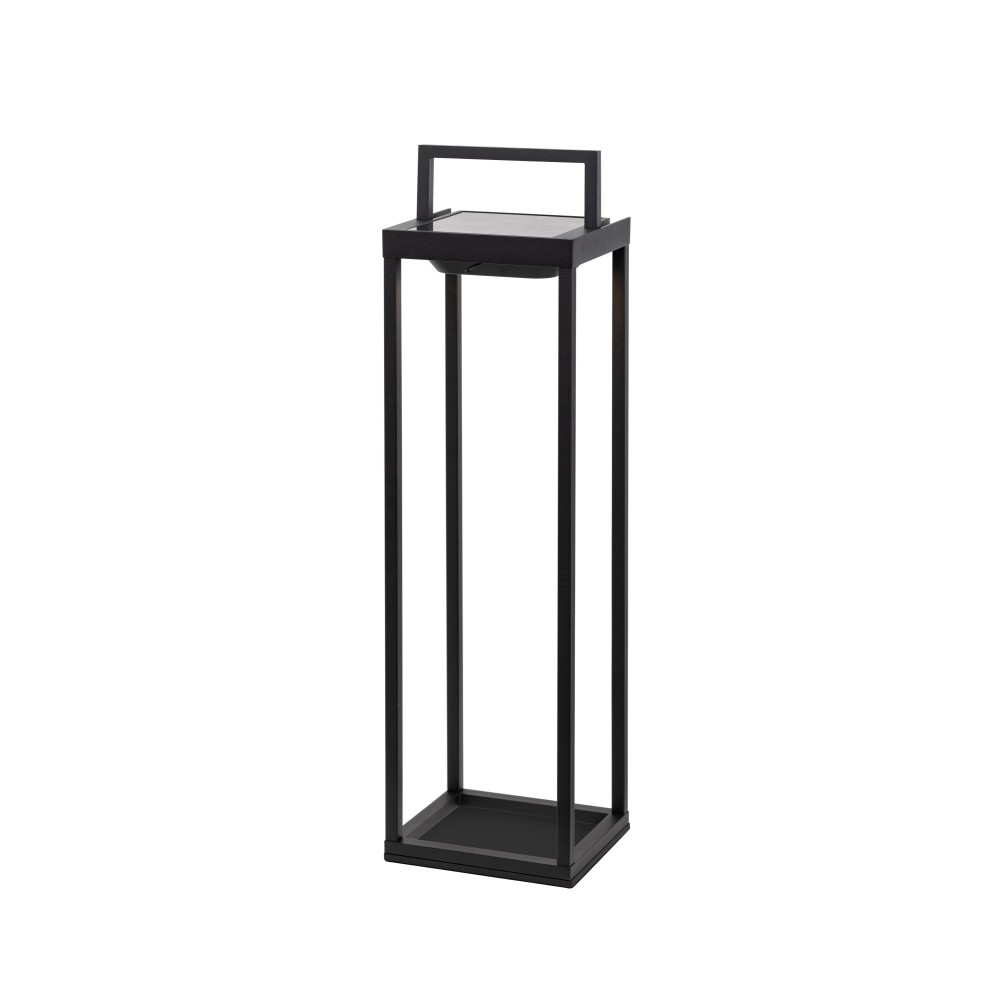 Zafferano - Farol solar para el hogar con 2 LED, 56,4 cm, 2 W, para pared y mesa, con batería y sensor crepuscular, color negro
